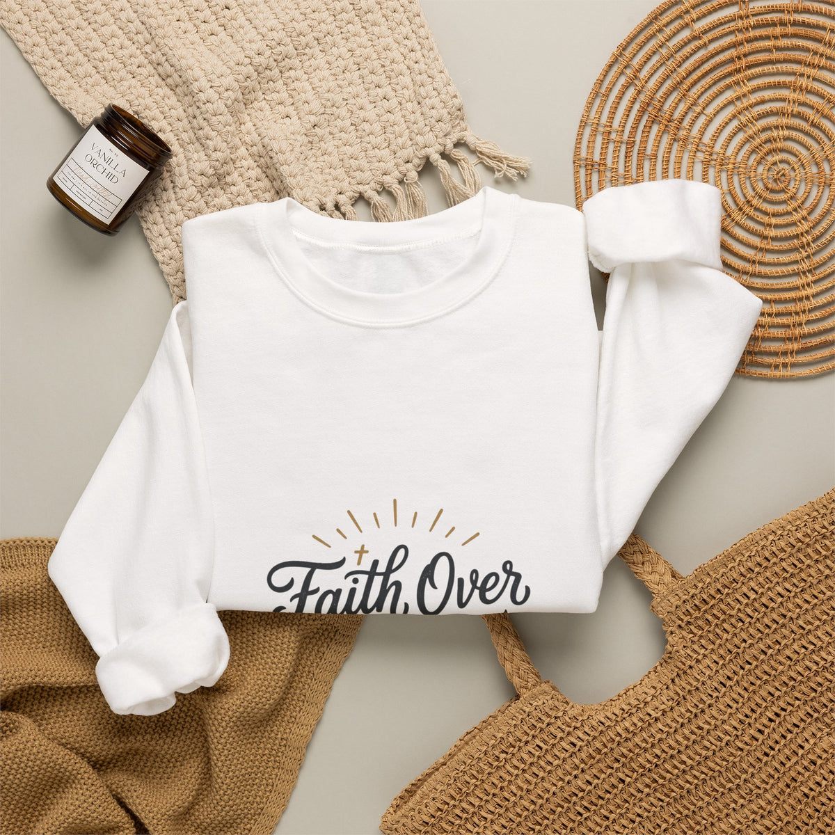 Faith Over Fear sweatshirt | Inspirational Christian Scripture crewneck