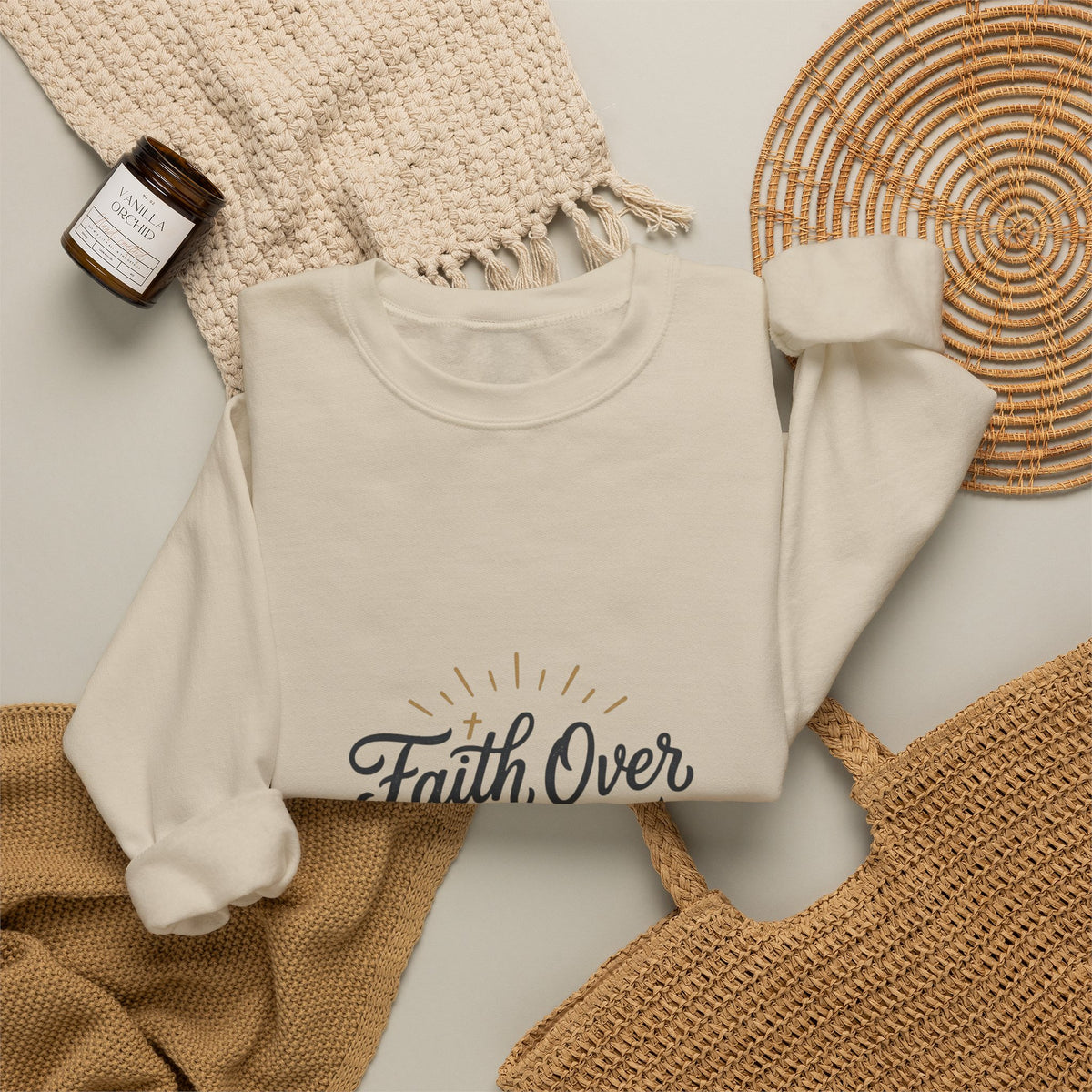 Faith Over Fear sweatshirt | Inspirational Christian typography
